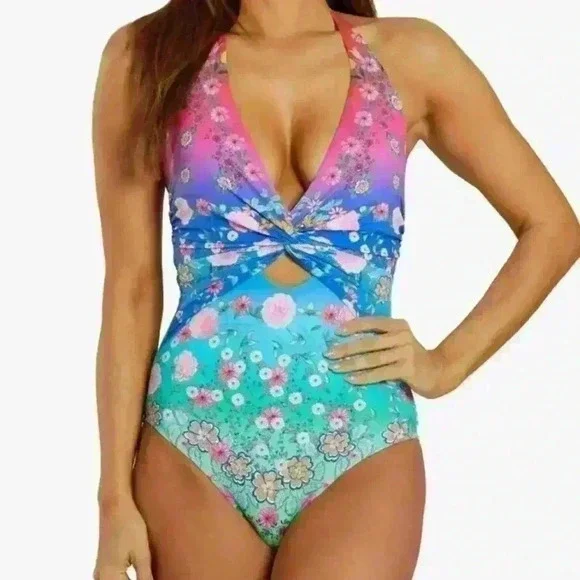 NWT Johnny Was Rainbow Color Blast Twist Keyhole
One Pc Swimsuit Sz M - Picture 6 of 12